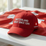 Switzerland Great Since 1291 Embroidered Hat, Swiss Pride Cap, Swiss Heritage Hat, Custom Switzerland Gift, Travel Souvenir Cap, Swiss Flag