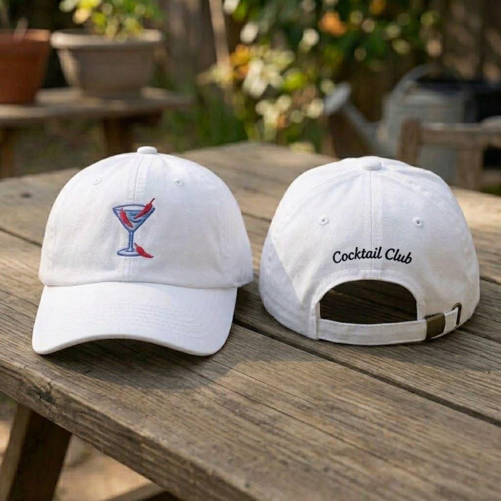 Custom Spicy Margarita Hat, Embroidered Chili Martini Cap, Cocktail Club Hat, Personalized Side Name Cap, Summer Party Gift,Bachelorette Hat