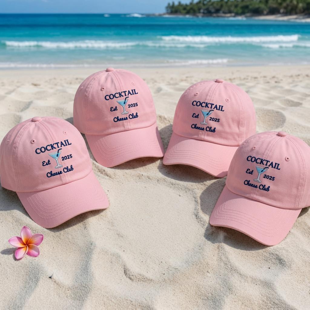 Personalized Cocktail Embroidered Hat, Custom Bachelorette Party Baseball Cap, Matching Group Gift