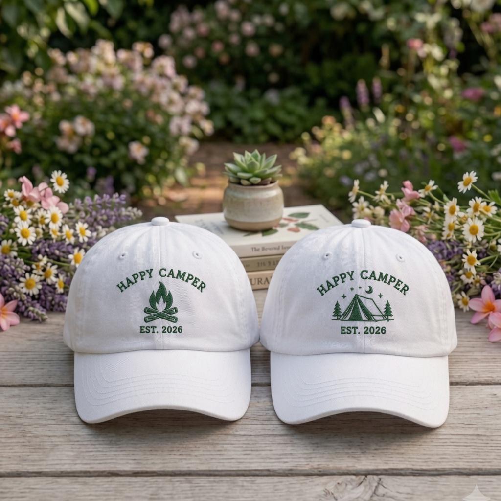 Custom Camping Embroidered Hat, Personalized Outdoor Adventure Baseball Cap, Nature Lover Gift