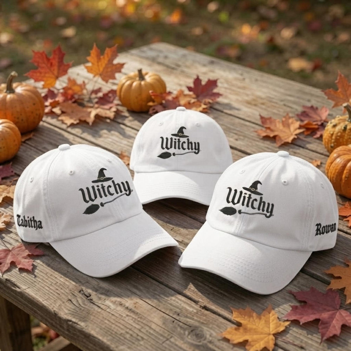 Witchy Halloween Embroidered Hat, Gothic Fall Baseball Cap, Spooky Season Gift