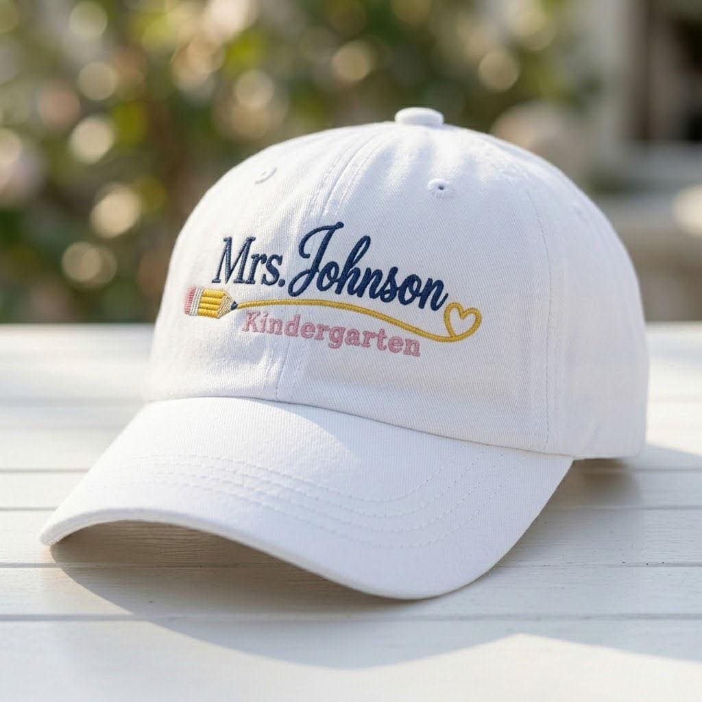 Custom Teacher Hat, Personalized Kindergarten Cap, Embroidered Name Hat, Back to School Teacher , Cute Teacher Cap, Custom School Staff Hat