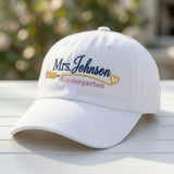 Custom Teacher Hat, Personalized Kindergarten Cap, Embroidered Name Hat, Back to School Teacher , Cute Teacher Cap, Custom School Staff Hat