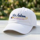 Custom Teacher Hat, Personalized Kindergarten Cap, Embroidered Name Hat, Back to School Teacher , Cute Teacher Cap, Custom School Staff Hat