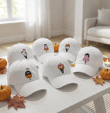 Ghost Ice Cream Embroidered Hat, Cute Halloween Baseball Cap, Spooky Fall Gift