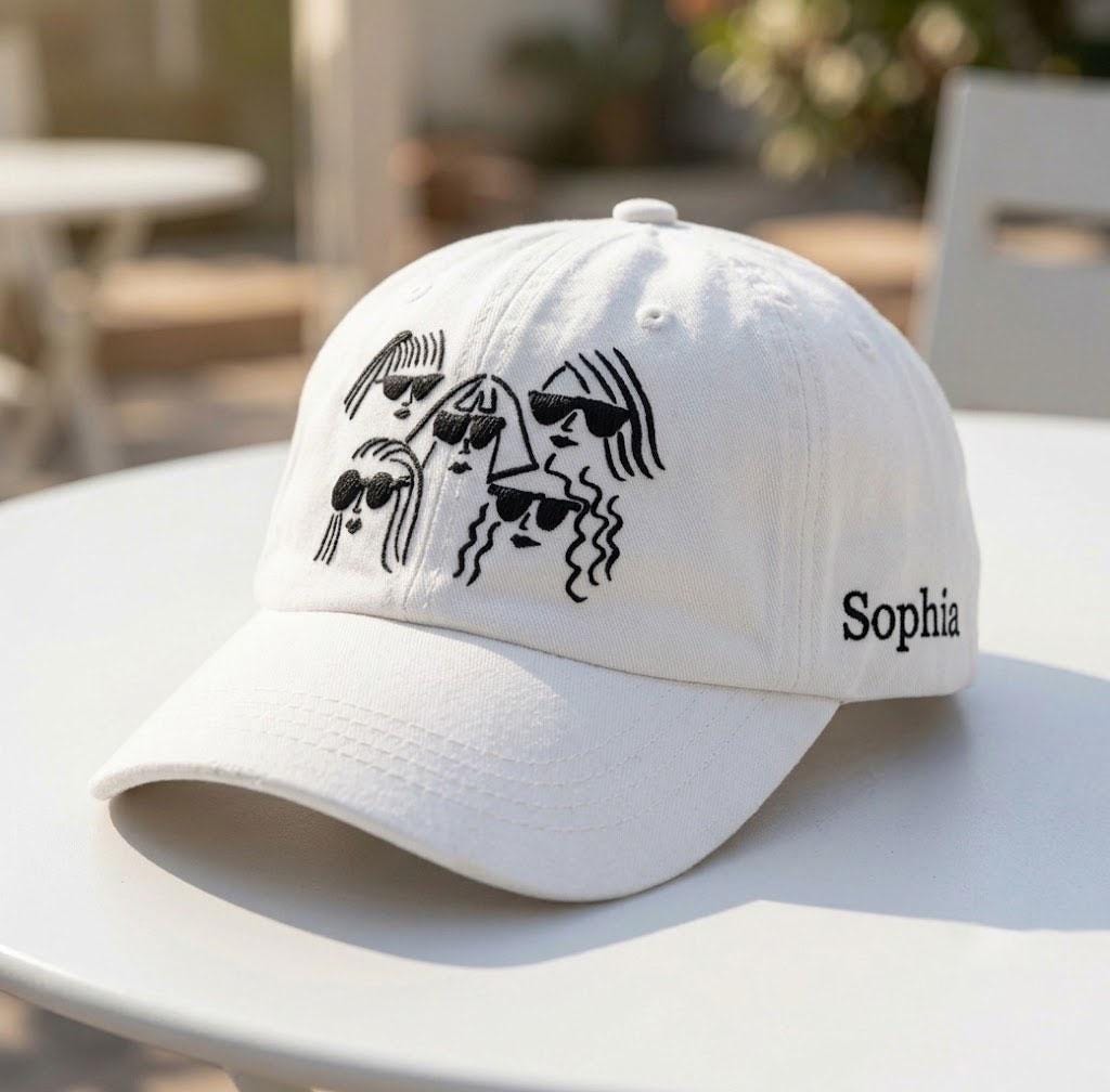Custom Best Friends Hat, Embroidered Girl Squad Cap, Personalized Side Name Hat, Matching Bachelorette Trip Cap, Cute Bestie Gift, Dad Hat