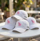Custom Pink Elephant Hat, Embroidered Animal Cap, Personalized Side Name Hat, Cute Elephant Gift, Custom Baby Shower Hat, Animal Lover Cap