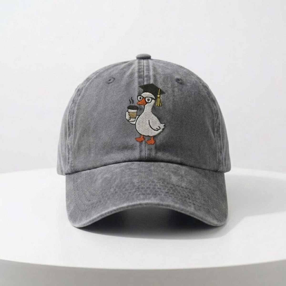 Graduation Goose Embroidered Hat, Cute Teacher Coffee Baseball Cap, Educator Gift
