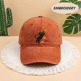 Black Cat Fall Leaves Embroidered Hat - Spooky Autumn Cat Lover Cap