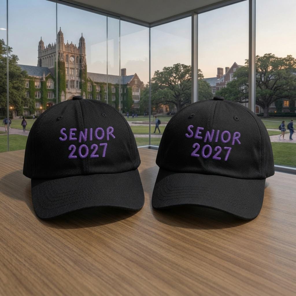 Personalized Class of 2027 Embroidered Hat, Custom High School Senior Baseball Cap, Graduation Gift