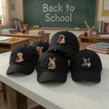 Reading Dog Embroidered Hat, Cute Puppy Book Lover Baseball Cap, Reader Gift