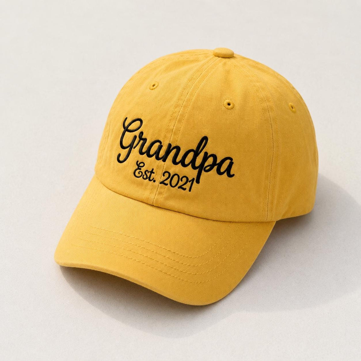 Custom Family Name & Established Year Embroidered Hat - Cursive Mom & Dad Cap