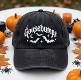 Custom Goosebumps Hat, Embroidered Bat Cap, Spooky Season Gift, Personalized Side Name Hat, Halloween Dad Hat, Fall Aesthetic Cap