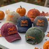 Custom Halloween Bat Hat, Personalized Family Name Cap, Spooky Season Dad Hat, Custom Date Cap, Ghost Party Gift, Fall Aesthetic Cap