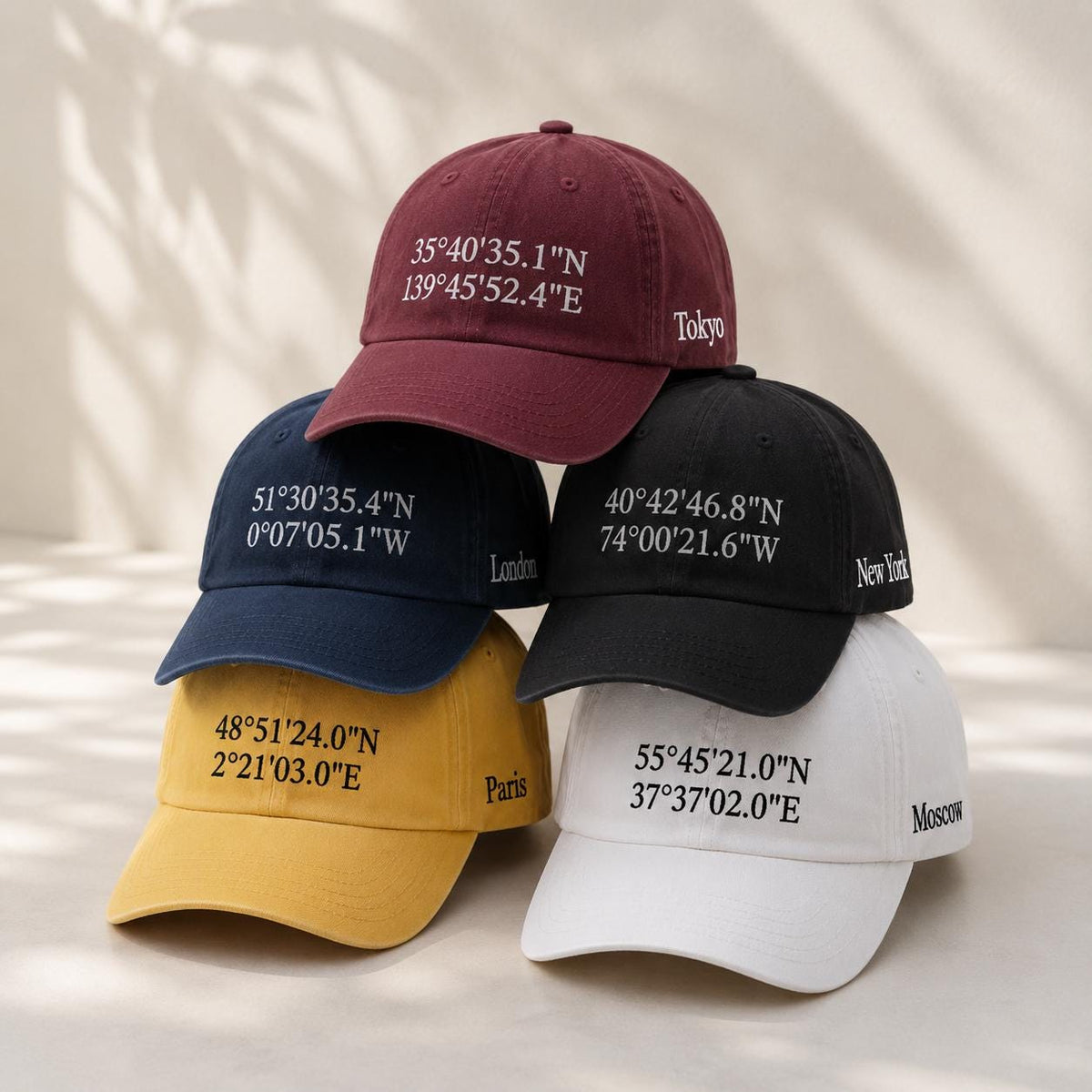 Custom Coordinates Embroidered Hat , Personalized GPS Location Dad Hat, Custom City Home Town Gift, Travel Anniversary Baseball Cap