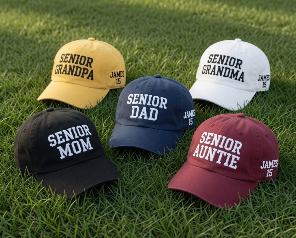 Custom Senior Family Embroidered Hat - High School Game Day Mom & Dad Cap
