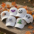 Custom Icon Halloween Embroidered Hat - Spooky Witch & Skull Dad Cap