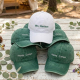 Happy Camper Embroidered Hat, Personalized Camping Cap, Custom Name Hat, Embroidered Nature Cap, Camping Gift, Travel Ha, Bachelorette Party