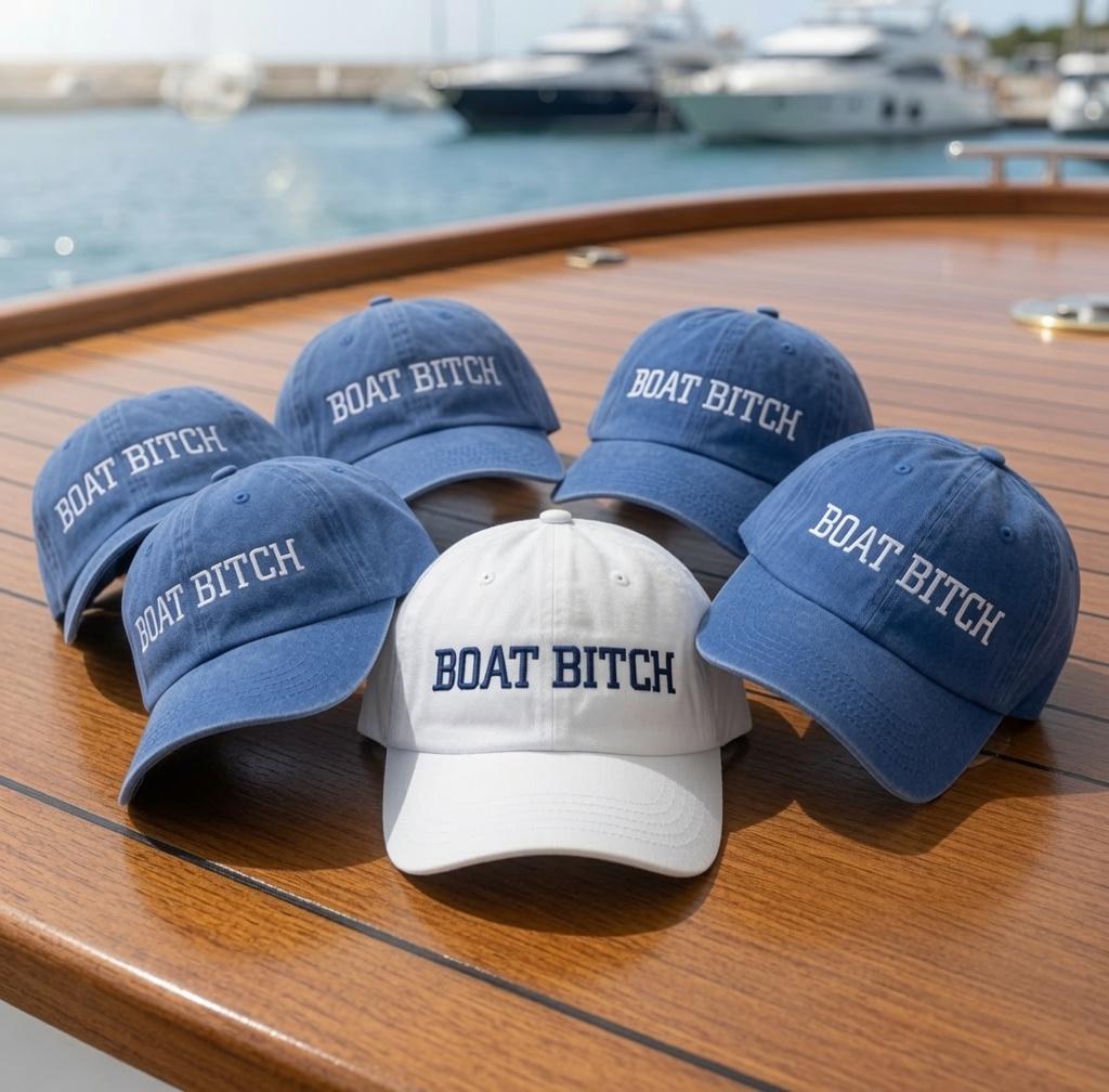 Custom Boat Trip Embroidered Hat - Matching Summer Vacation Lake & Yacht Cap