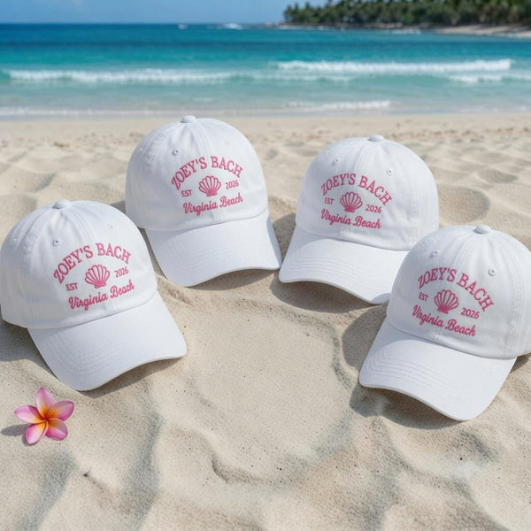 Personalized Bachelorette Beach Embroidered Hat, Custom Girls Trip Baseball Cap, Bridal Party Gift