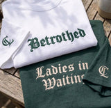 Custom Gothic Bachelorette Shirt, Old English Font Bridal Party Betrothed Wedding Tee