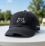 Custom Cat Face Hat, Embroidered Kitty Cat Cap, Personalized Side Name Dad Hat, Cute Cat Lover Gift, Custom Date Cap, Kitten Owner Merch