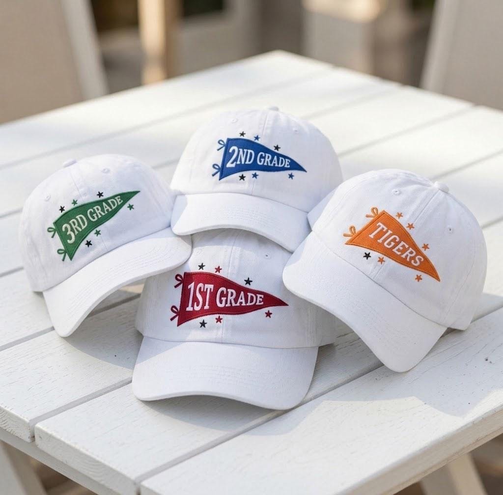 Custom Grade Level Hat, Personalized Teacher Pennant Cap, Back to School Teacher Gift, Custom School Spirit Hat, Elementary Teacher Cap
