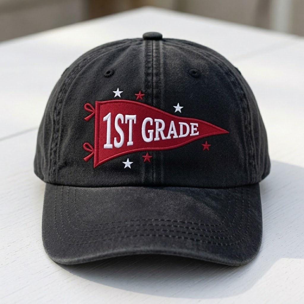 Custom Grade Level Hat, Personalized Teacher Pennant Cap, Back to School Teacher Gift, Custom School Spirit Hat, Elementary Teacher Cap