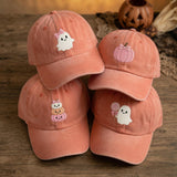 Pastel Halloween Embroidered Hat, Ghost Bow Pumpkin Bat Baseball Cap, Cute Spooky Gift