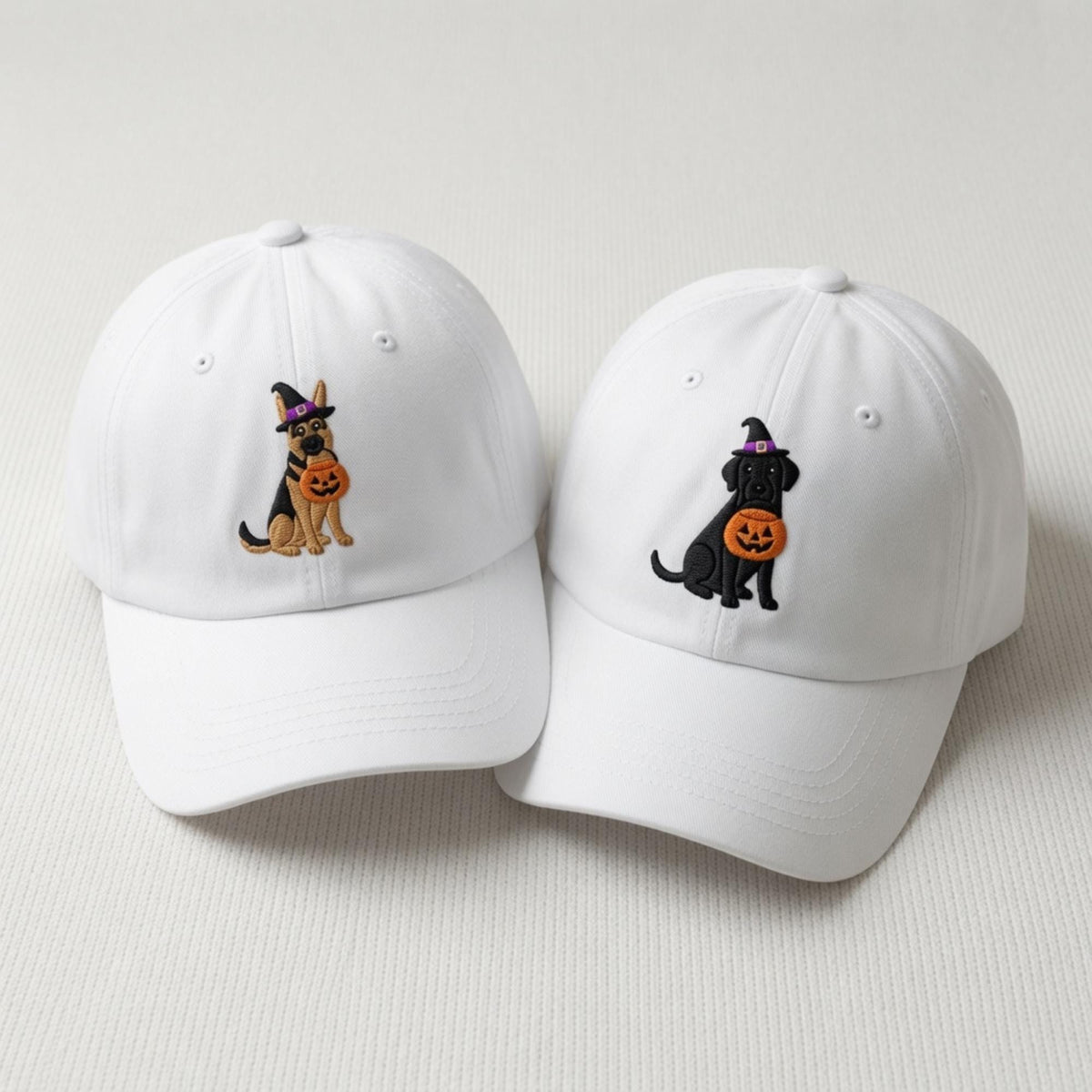 Custom Halloween Dog Embroidered Hat, Personalized Pet Name Spooky Baseball Cap