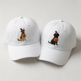 Custom Halloween Dog Embroidered Hat, Personalized Pet Name Spooky Baseball Cap