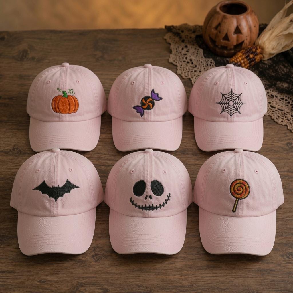 Custom Halloween Ghost Pumpkin Embroidered Hat, Personalized Fall Baseball Cap, Matching Family Gift