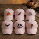Custom Halloween Ghost Pumpkin Embroidered Hat, Personalized Fall Baseball Cap, Matching Family Gift