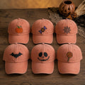Custom Halloween Ghost Pumpkin Embroidered Hat, Personalized Fall Baseball Cap, Matching Family Gift