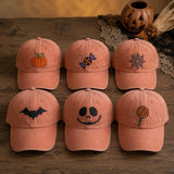 Custom Halloween Ghost Pumpkin Embroidered Hat, Personalized Fall Baseball Cap, Matching Family Gift