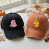 Cute Ghost Pumpkin Embroidered Hat, Halloween Baseball Cap, Spooky Fall Gift