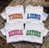 Custom School Mascot Shirt, Personalized Varsity Letter Team Name Spirit Tee