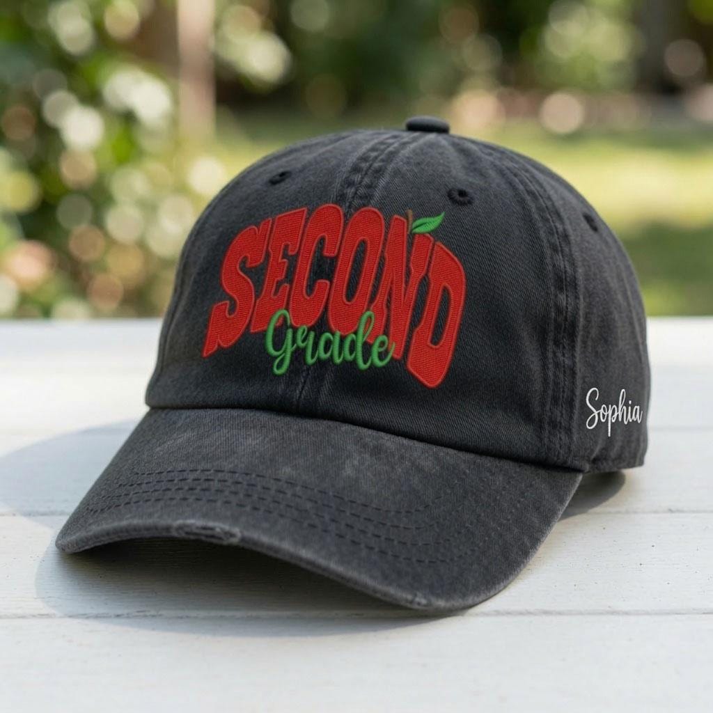 Custom Teacher Hat, Personalized Grade Level Cap, Embroidered Name Hat, Back to School Teacher Gift, Cute Kindergarten Cap, Custom Staff Hat