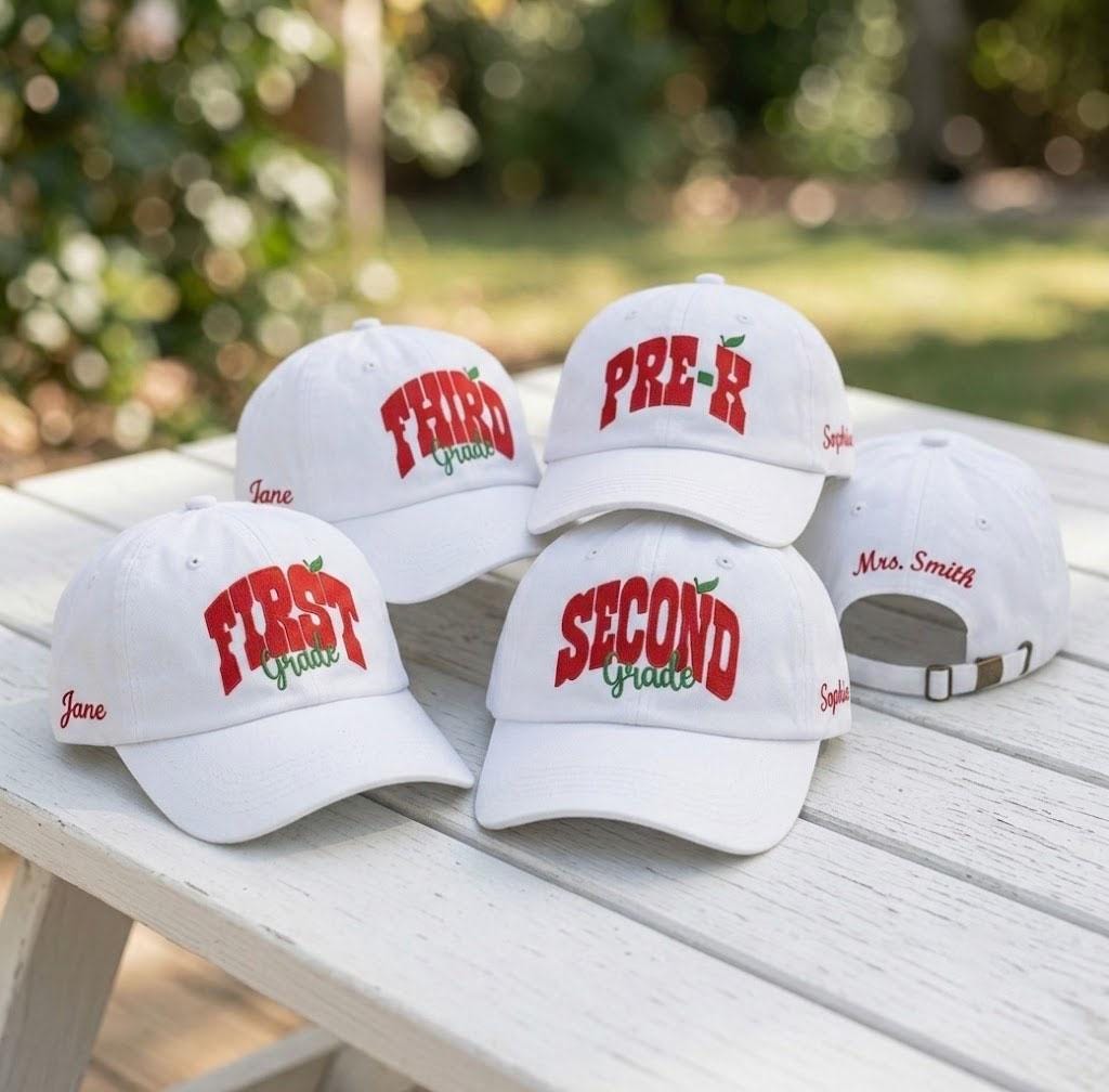 Custom Teacher Hat, Personalized Grade Level Cap, Embroidered Name Hat, Back to School Teacher Gift, Cute Kindergarten Cap, Custom Staff Hat