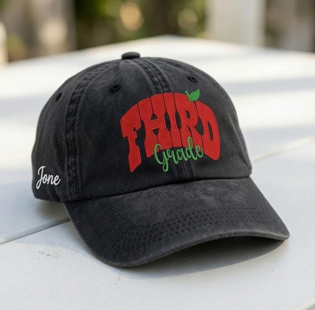 Custom Teacher Hat, Personalized Grade Level Cap, Embroidered Name Hat, Back to School Teacher Gift, Cute Kindergarten Cap, Custom Staff Hat