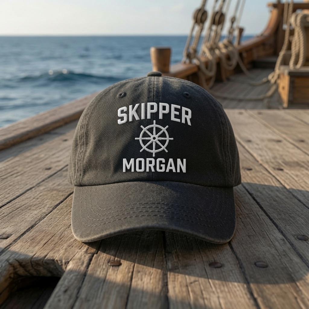 Custom Captain Skipper Embroidered Hat, Personalized Nautical Anchor Baseball Cap, Boat Captain Dad Hat, Boating Gift Cap