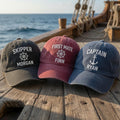 Custom Captain Skipper Embroidered Hat, Personalized Nautical Anchor Baseball Cap, Boat Captain Dad Hat, Boating Gift Cap