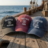 Custom Captain Skipper Embroidered Hat, Personalized Nautical Anchor Baseball Cap, Boat Captain Dad Hat, Boating Gift Cap
