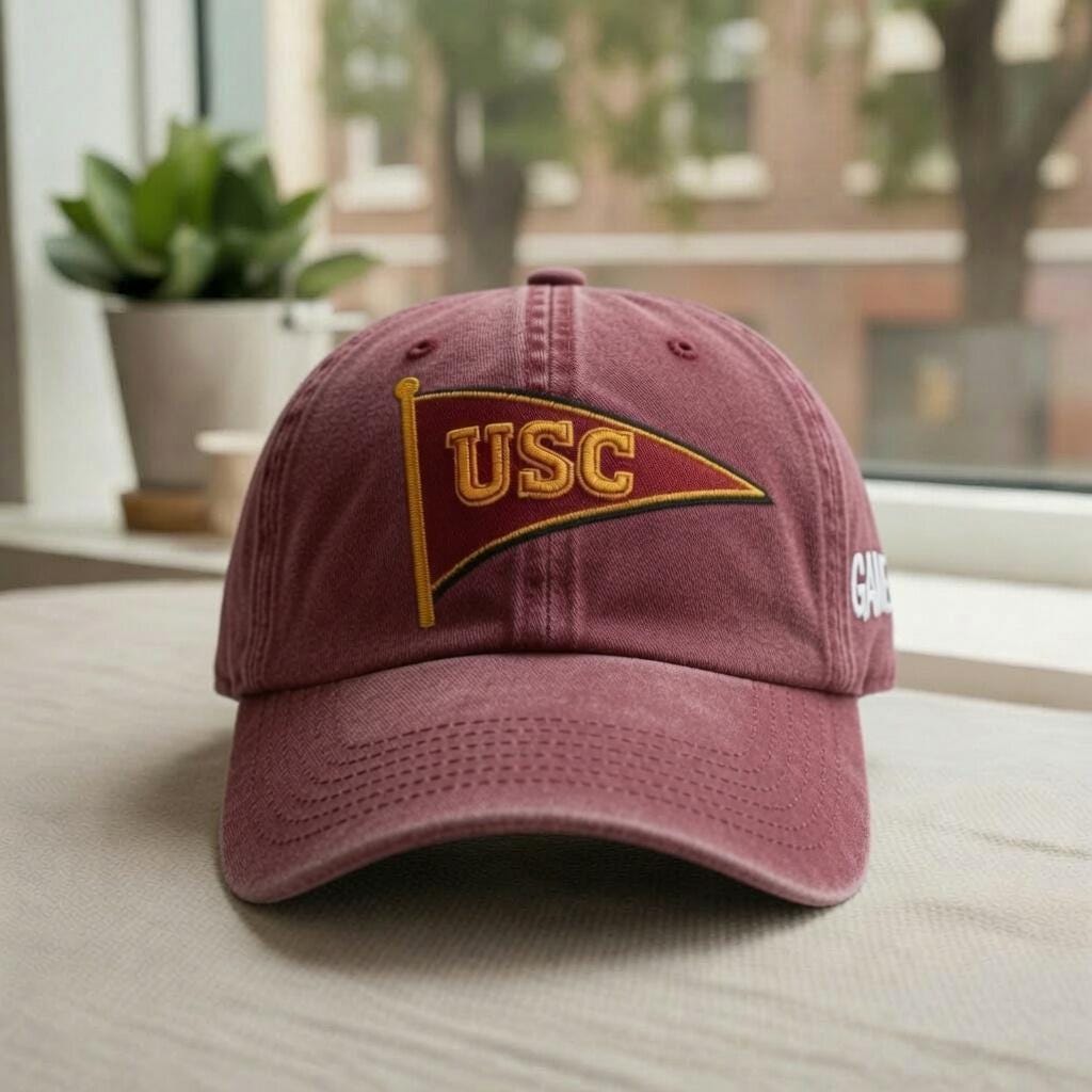 Embroidered Custom Gameday Pennant Hat, Vintage College Football Cap, Varsity Style Baseball Cap, Personalized Team Name Hat, Gift for Him