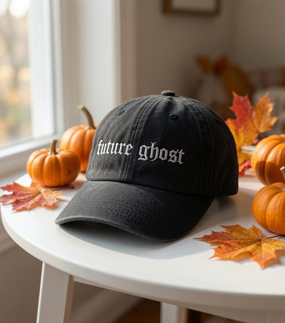 Future Ghost Embroidered Hat - Spooky Gothic Halloween Dad Cap