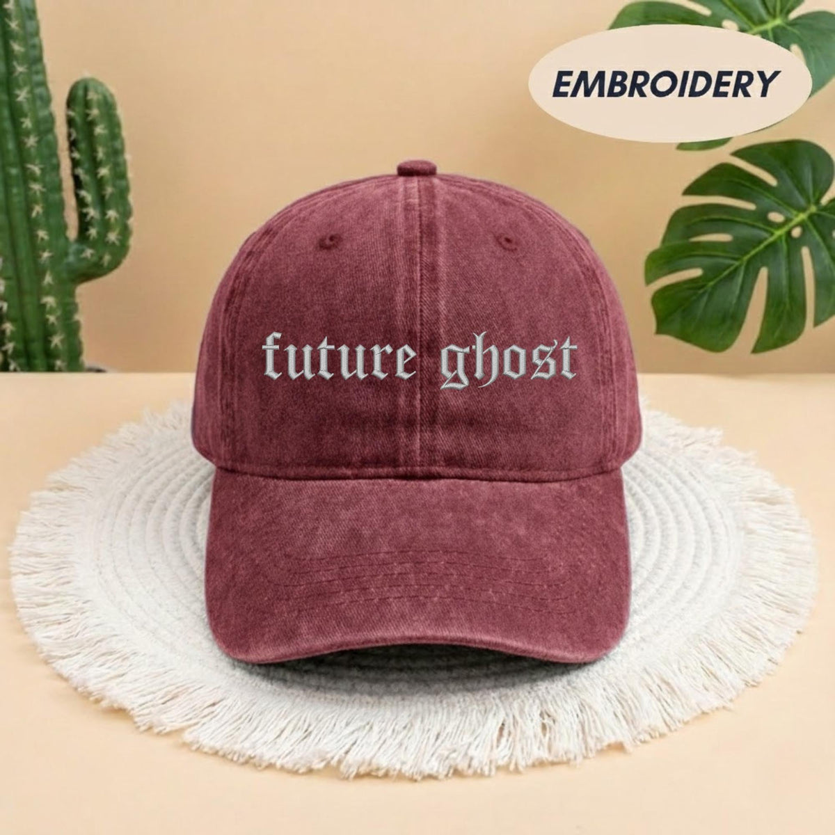 Future Ghost Embroidered Hat - Spooky Gothic Halloween Dad Cap