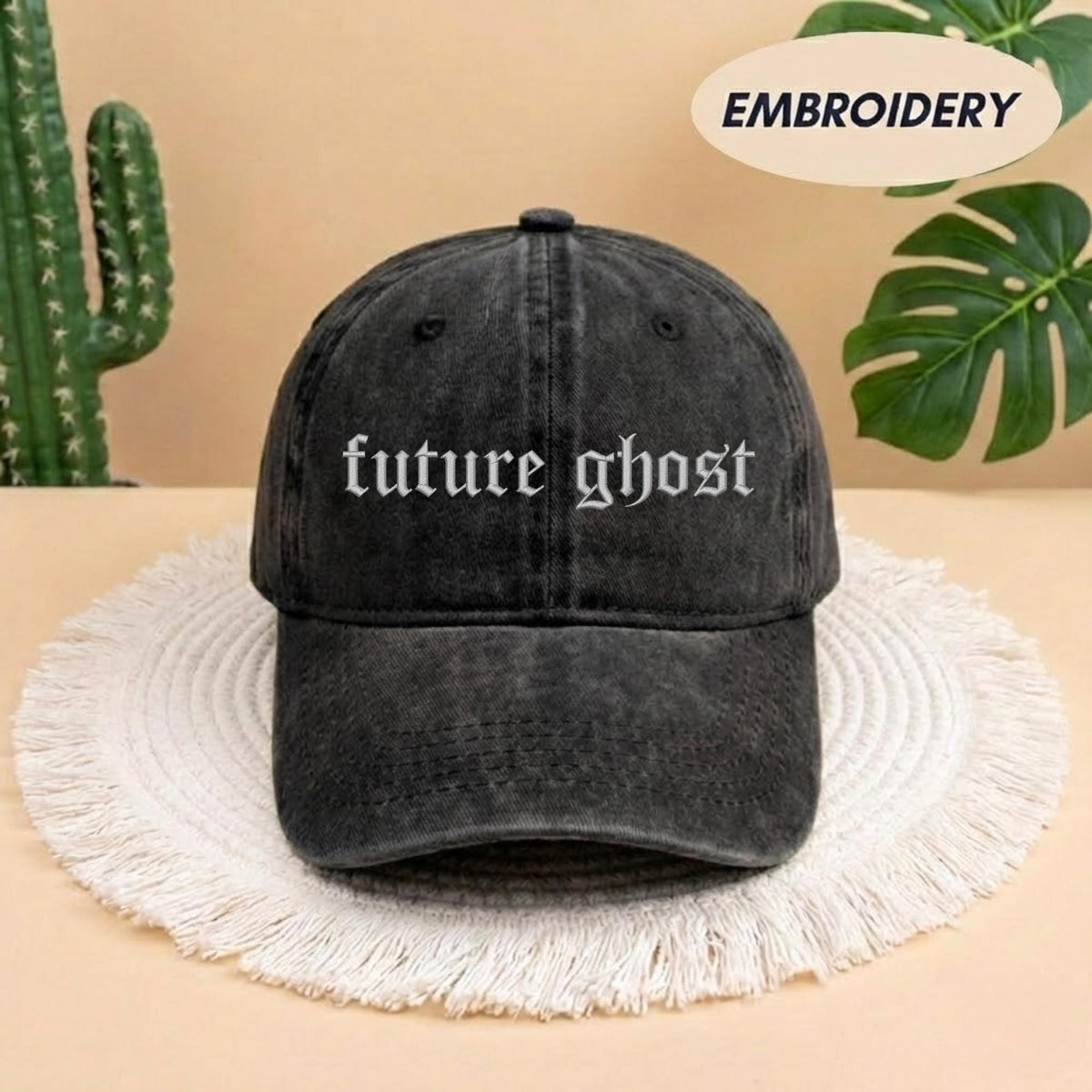 Future Ghost Embroidered Hat - Spooky Gothic Halloween Dad Cap