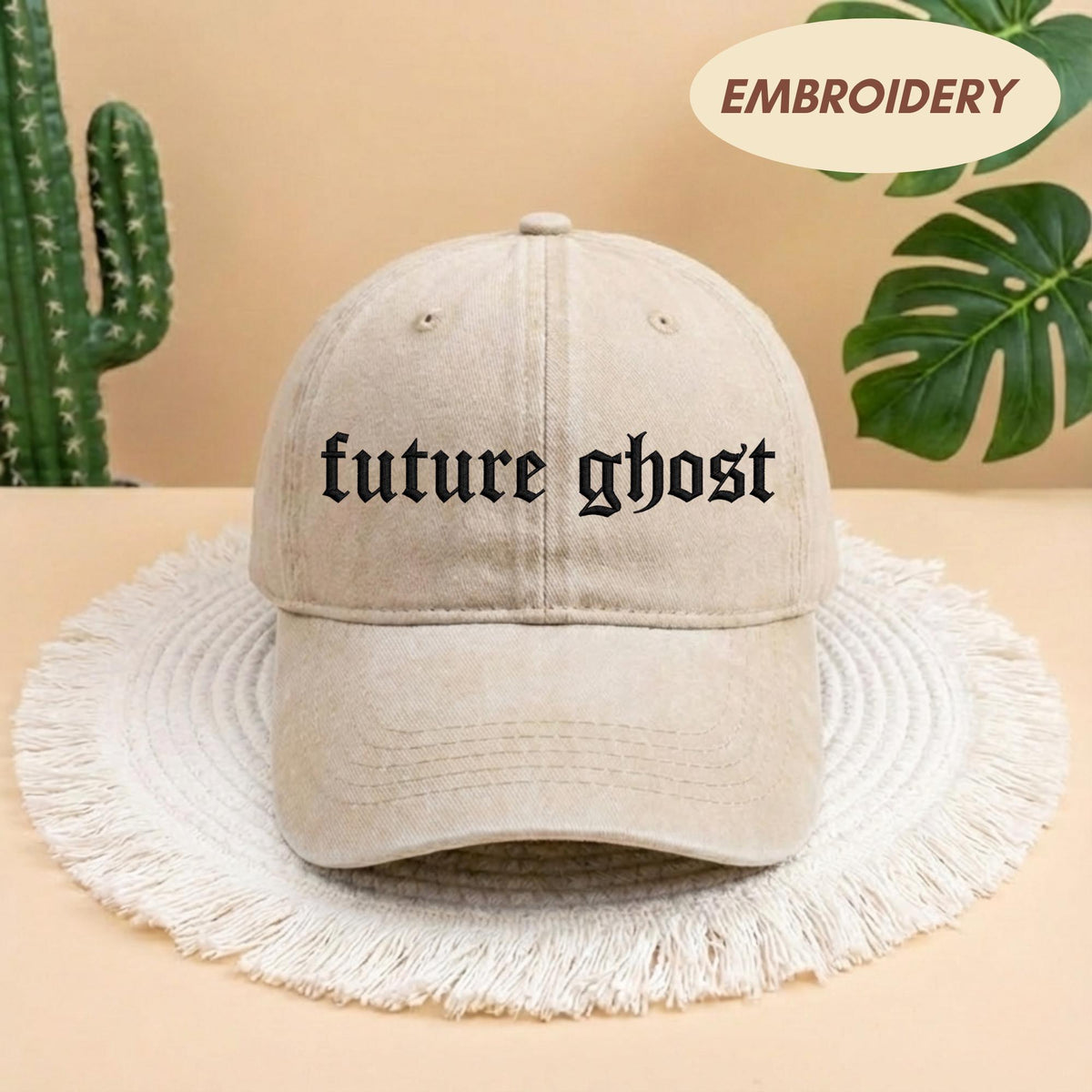 Future Ghost Embroidered Hat - Spooky Gothic Halloween Dad Cap