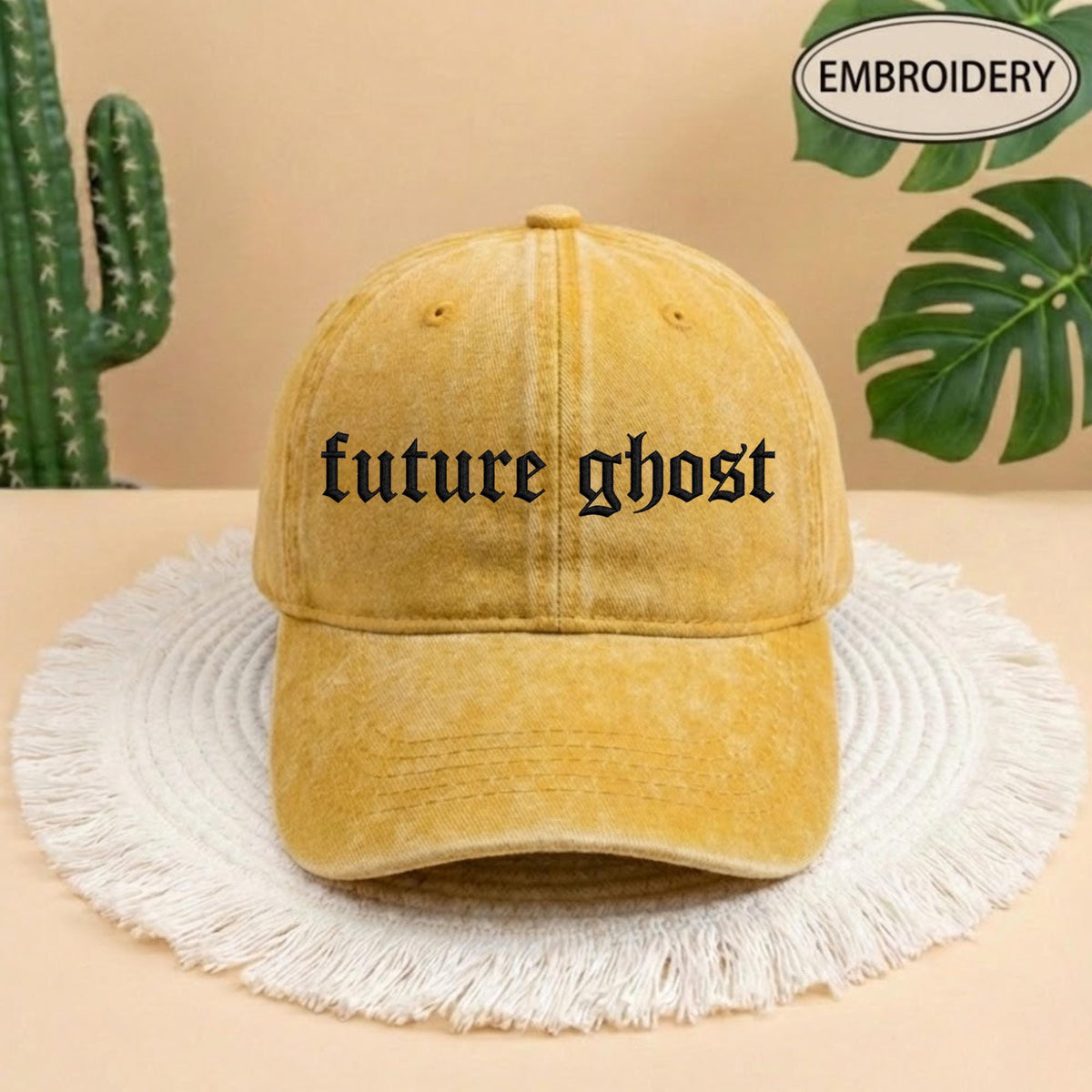 Future Ghost Embroidered Hat - Spooky Gothic Halloween Dad Cap