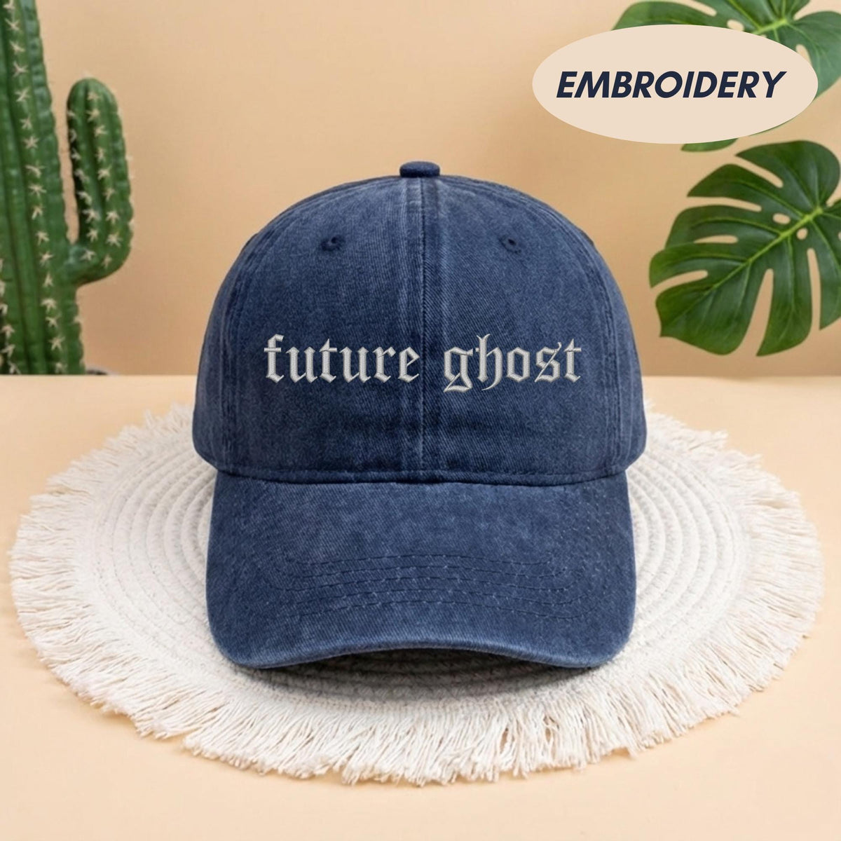 Future Ghost Embroidered Hat - Spooky Gothic Halloween Dad Cap